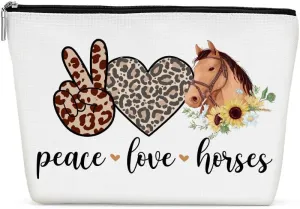 Funny Love Horses Cosmetic Bag for Women, Horse Gifts for Girls Women, Girls Gifts for Horse Lovers, Inspirational Horse Stuff Merch Makeup Bag Cosmeticcase for Sister Birthday Friendship Christmas