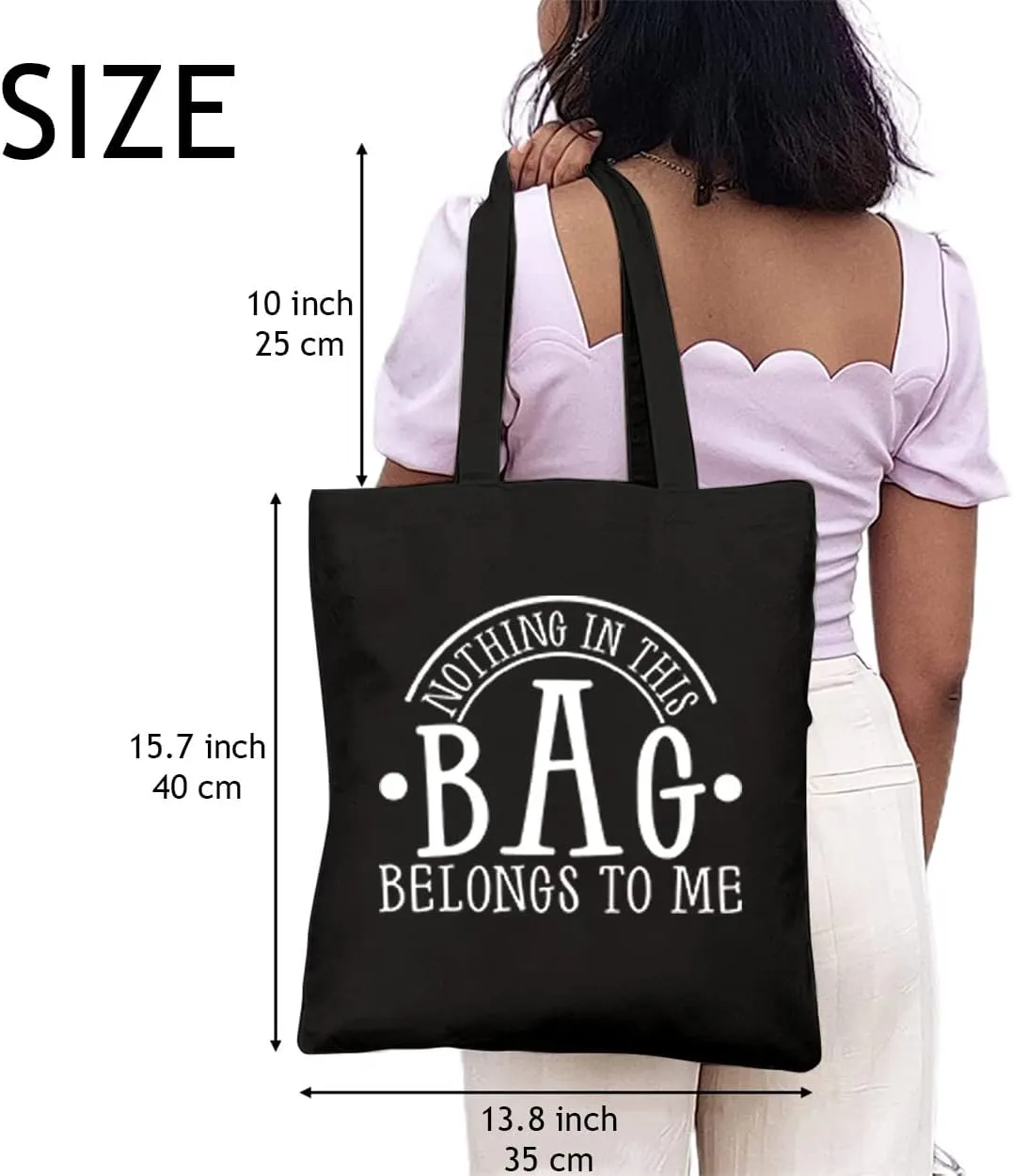Funny Sayings Canvas Tote Bags for Women Nothing in This Bag Shoulder Bag Reusable Shopping Bag Mom Gift