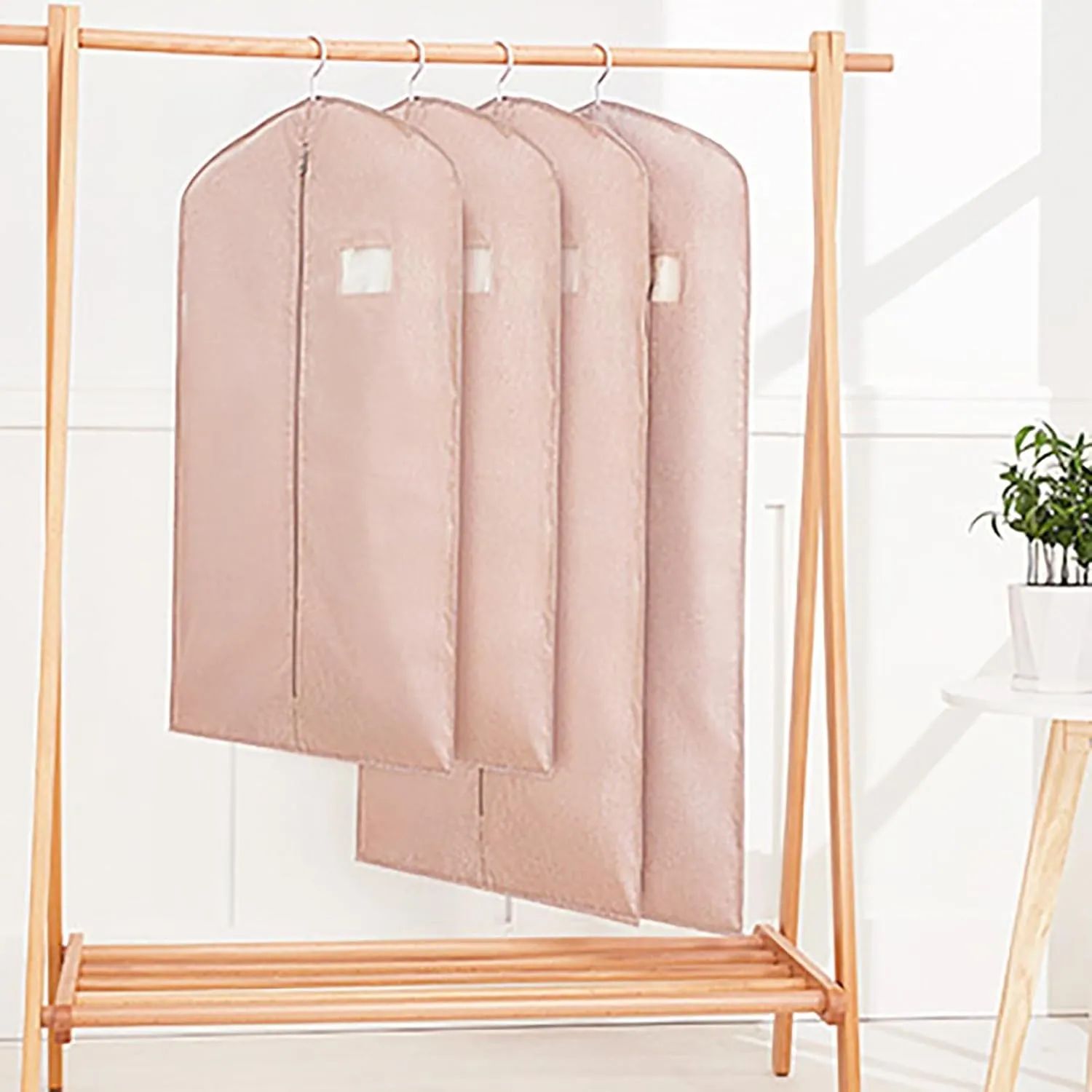 Garment Bags for Hanging Clothes, Simple Houseware Garment Rack Cover for Suits, Dresses, Cotton and Linen Style Oxford Spinning(Yellow,58x110cm/23x43in)