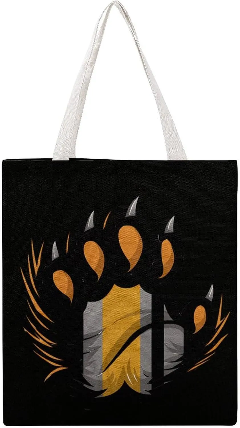Gay Bear Proud Paw Canvas Tote Bag Casual Handbags Grocery Shopping Purses Work Bag for Women