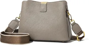 Genuine Leather Women Bucket Shoulder Bag Female Handbag Wide Strap Ladies Crossbody Bags Cowhide Totes Bag For Women(G)
