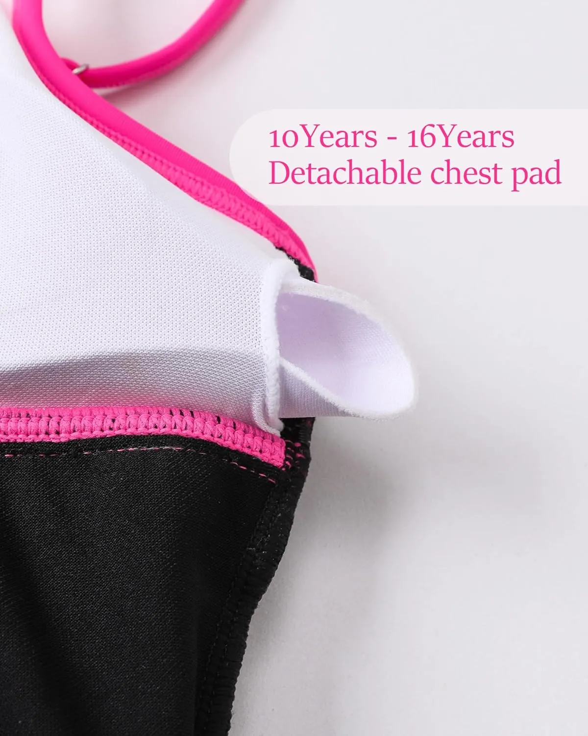 Girl Swimsuit One Piece Skirt Girls Black Swimsuit V Neck Adjustable Straps Tummy Control Girls' Swimwear 6-14 Yizuoding001