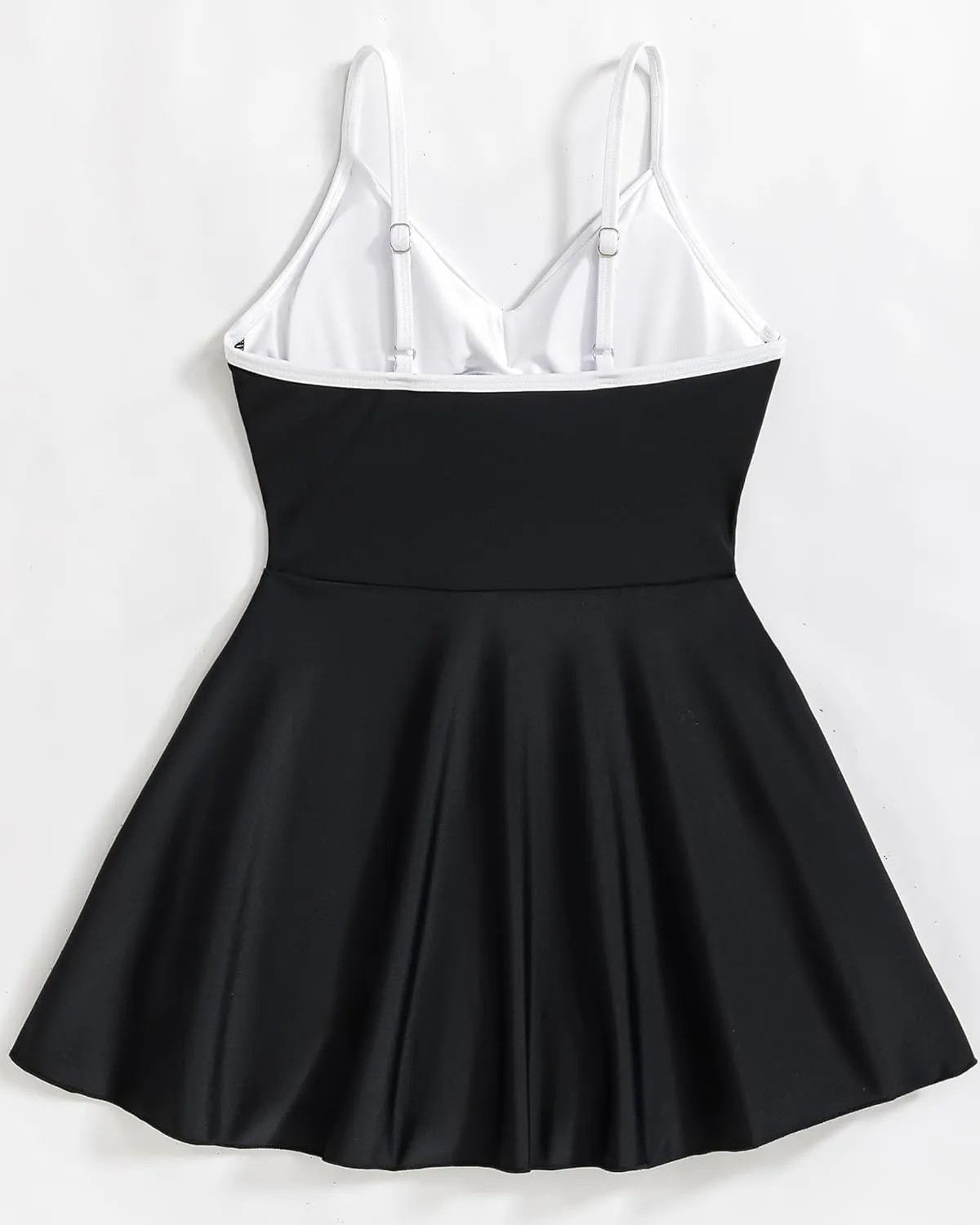 Girl Swimsuit One Piece Skirt Girls Black Swimsuit V Neck Adjustable Straps Tummy Control Girls' Swimwear 6-14 Yizuoding001