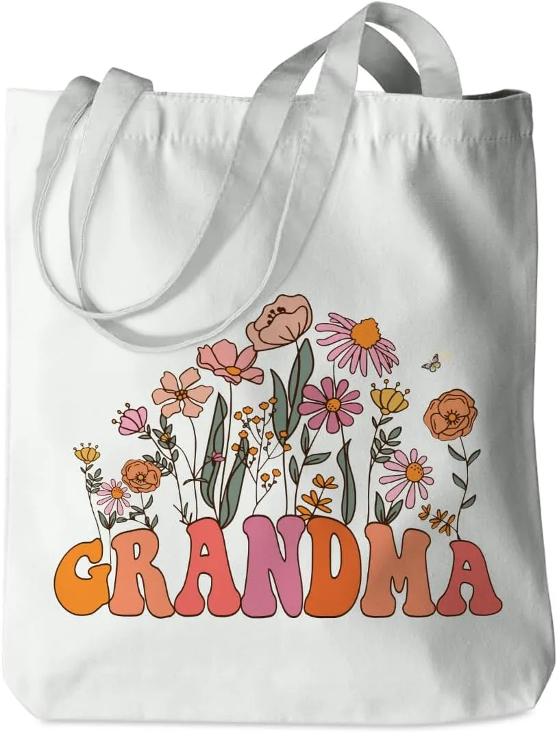 Grandma Gifts Tote Bag Birthday Mothers Day Retirement Gifts for Women Mama Nana Mimi Shoulder Bag Reusable Grocery Bags