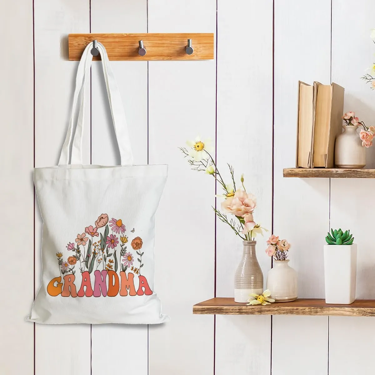 Grandma Gifts Tote Bag Birthday Mothers Day Retirement Gifts for Women Mama Nana Mimi Shoulder Bag Reusable Grocery Bags