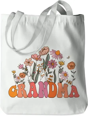 Grandma Gifts Tote Bag Birthday Mothers Day Retirement Gifts for Women Mama Nana Mimi Shoulder Bag Reusable Grocery Bags