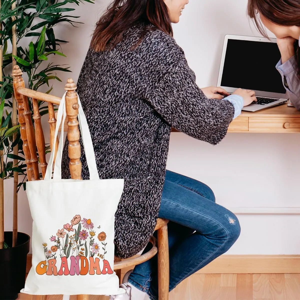 Grandma Gifts Tote Bag Birthday Mothers Day Retirement Gifts for Women Mama Nana Mimi Shoulder Bag Reusable Grocery Bags