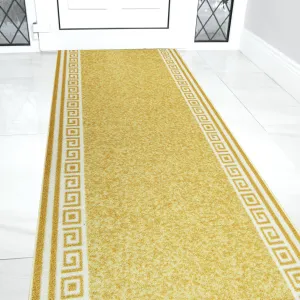 Greek Beige Hard Wearing Non Slip Runner Mat - Luna