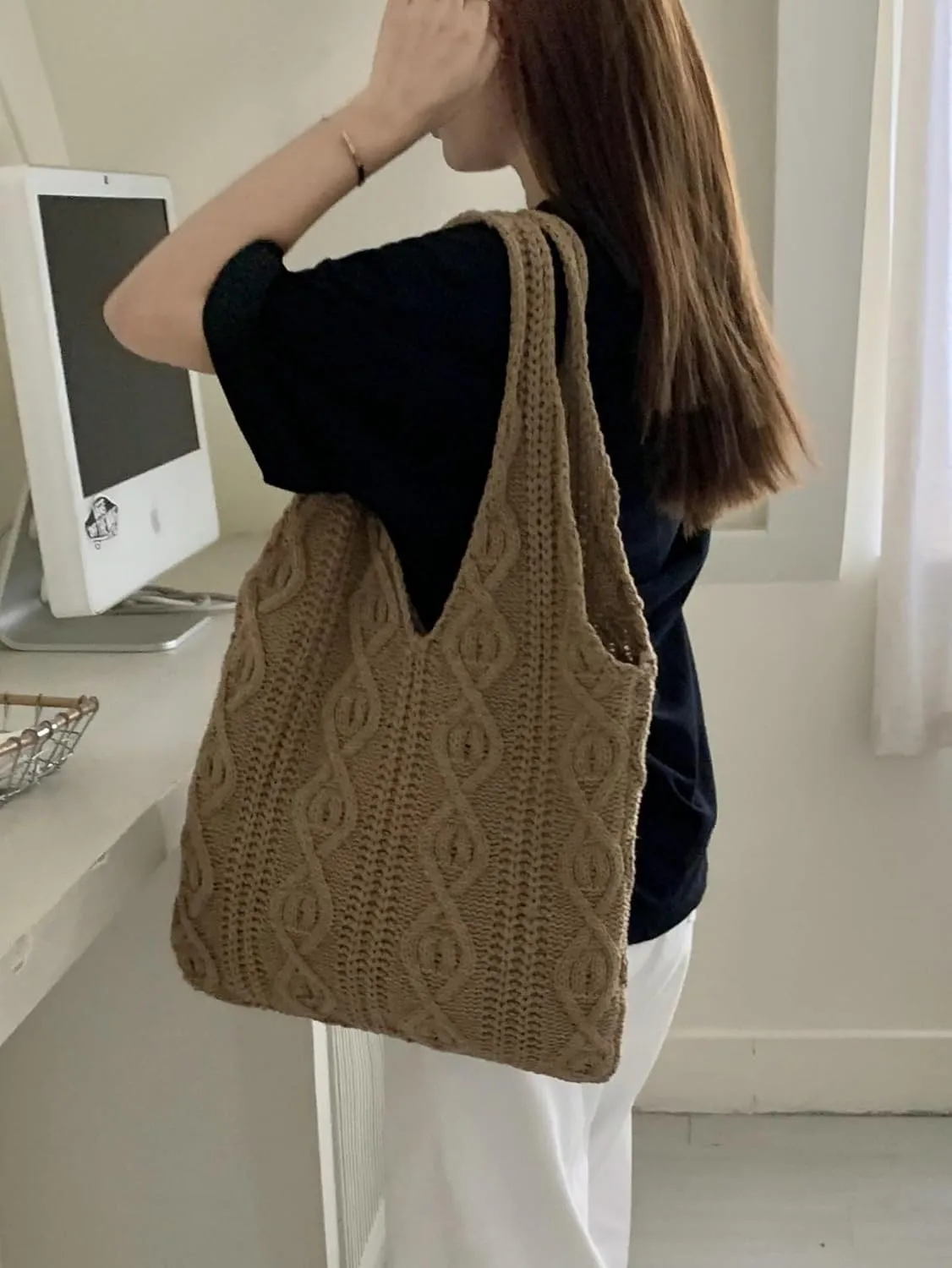 Grunge Accessories Crochet Tote Beach Bag Hobo Bags Fairy Grunge Aesthetic Shoulder Bags Purse for Women