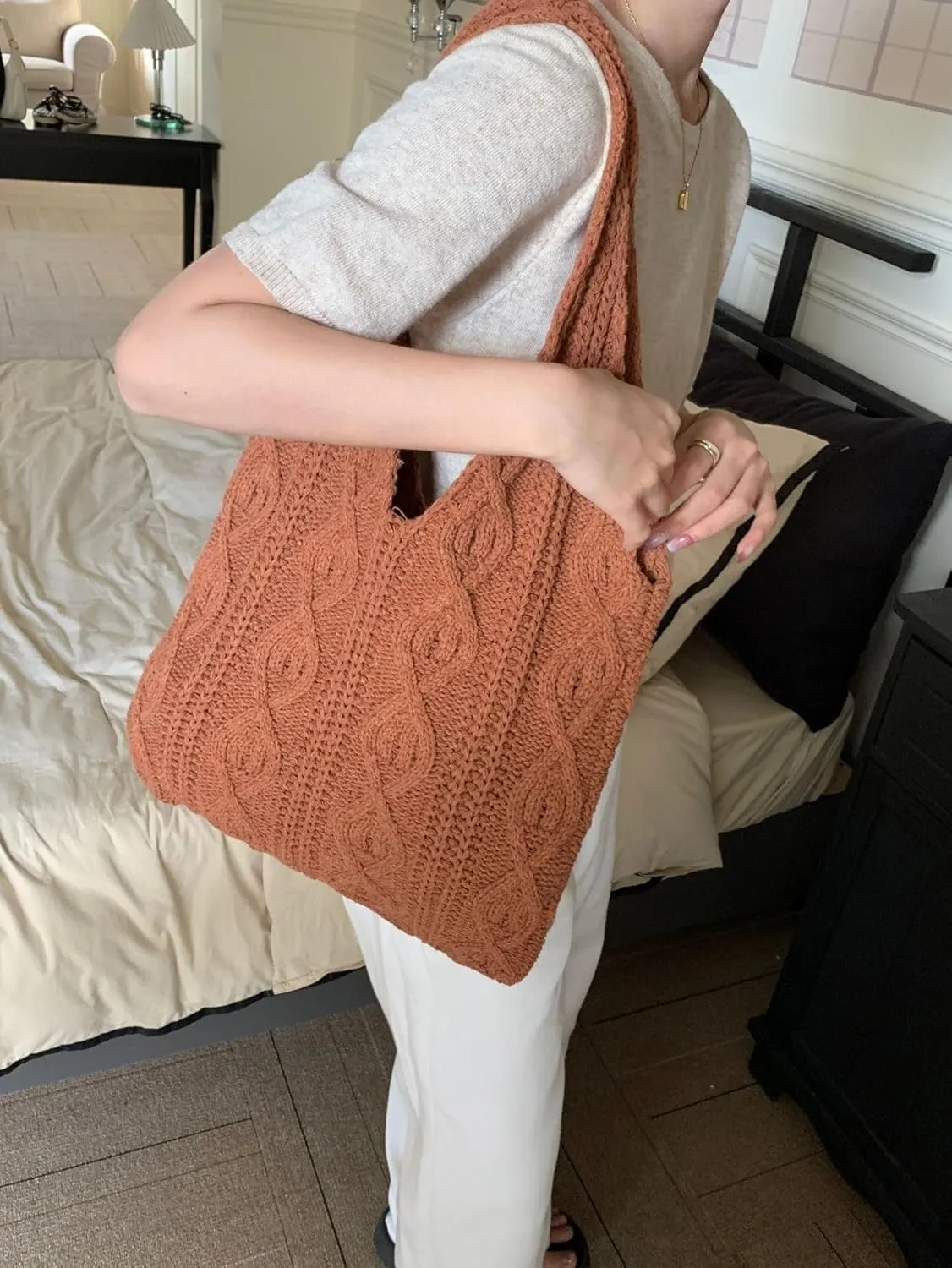 Grunge Accessories Crochet Tote Beach Bag Hobo Bags Fairy Grunge Aesthetic Shoulder Bags Purse for Women
