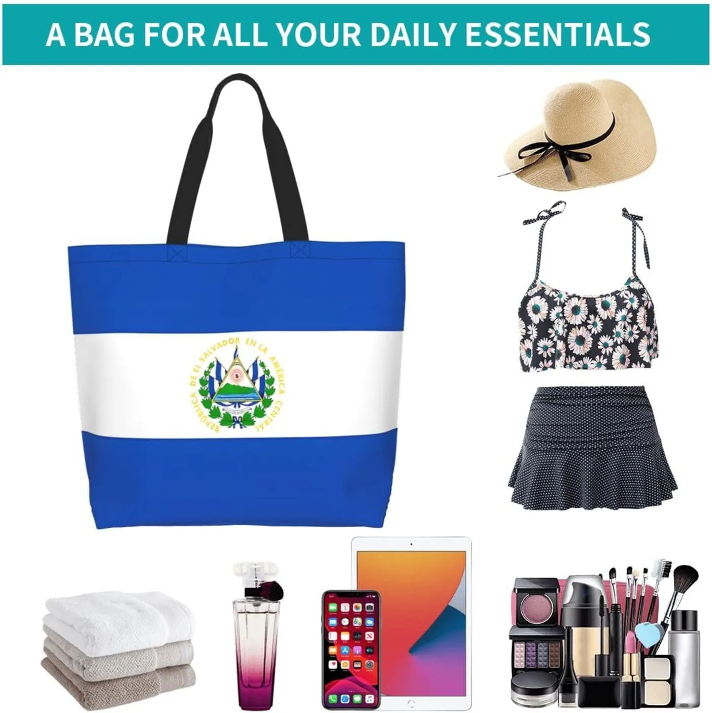 Guatemala El Salvador Flag Women's Tote Bag Large Capacity Single Shoulder Bags Handbag for Shopping Work