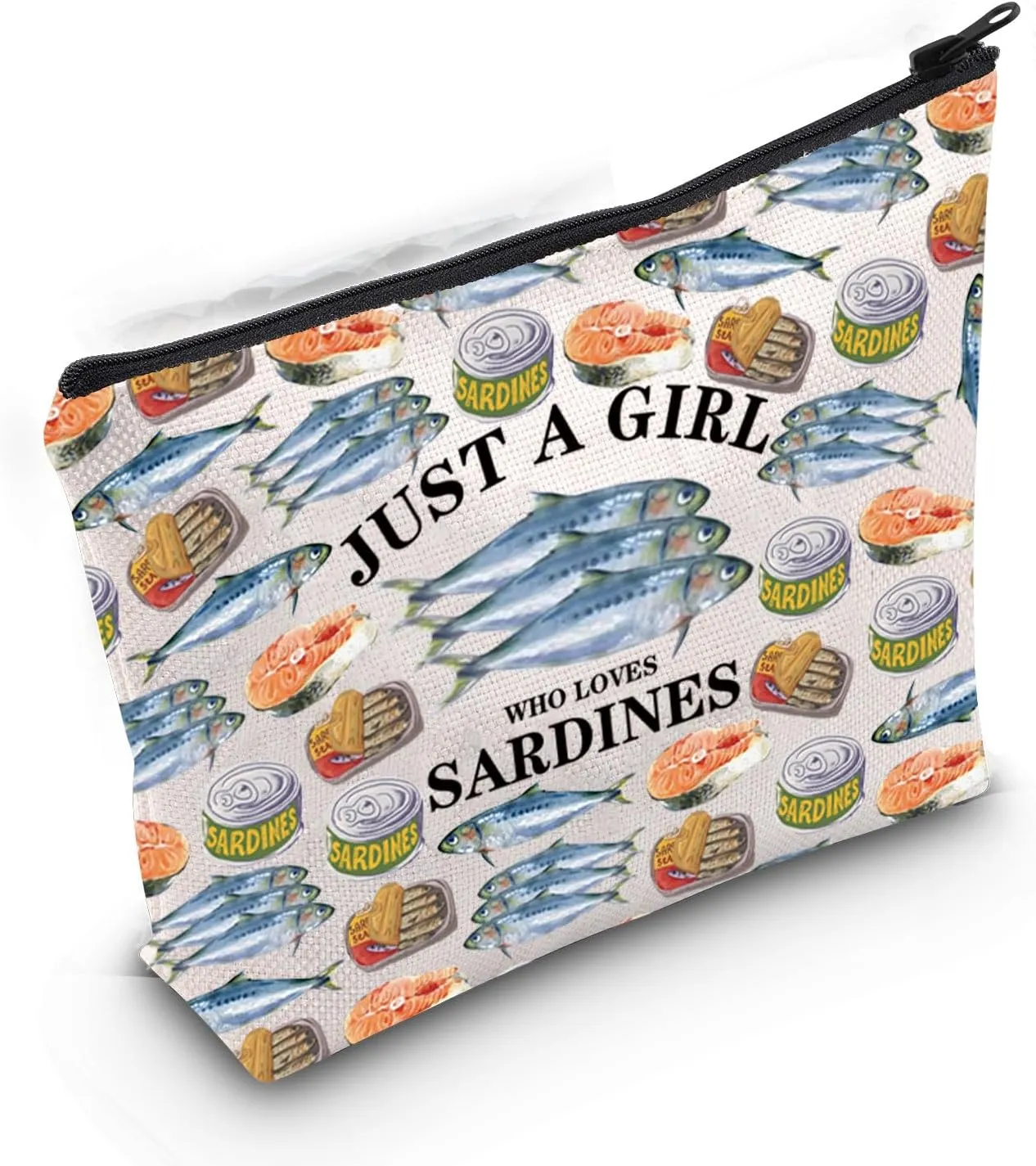 Gzrlyf Sardines Makeup Bag Tinned Fish Lover Ocean Sea Food Sardines Accessories Stuff Cosmetic Bag (LOVES SARDINES)