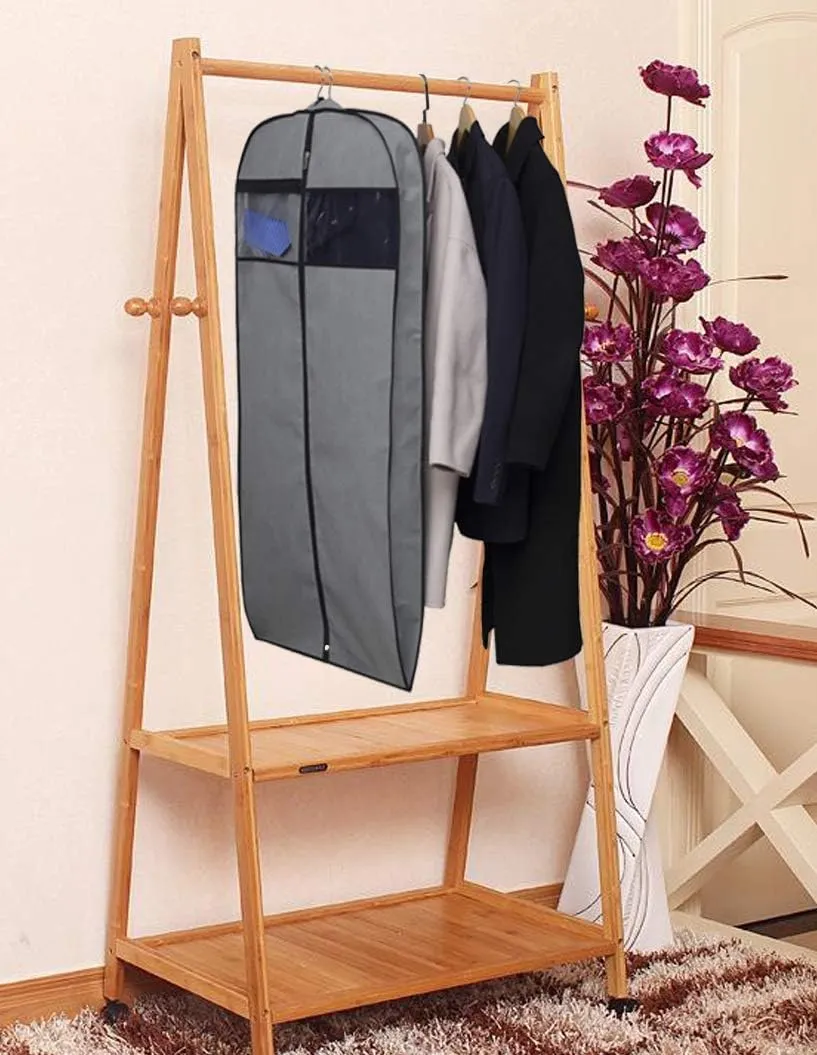 Habrur Clothes Cover 3pcs 50" Garment Bags with Transparent Window Suit Cover Bags for Shirts Dresses Suit Bags (Color : Grey, Size : 50'')