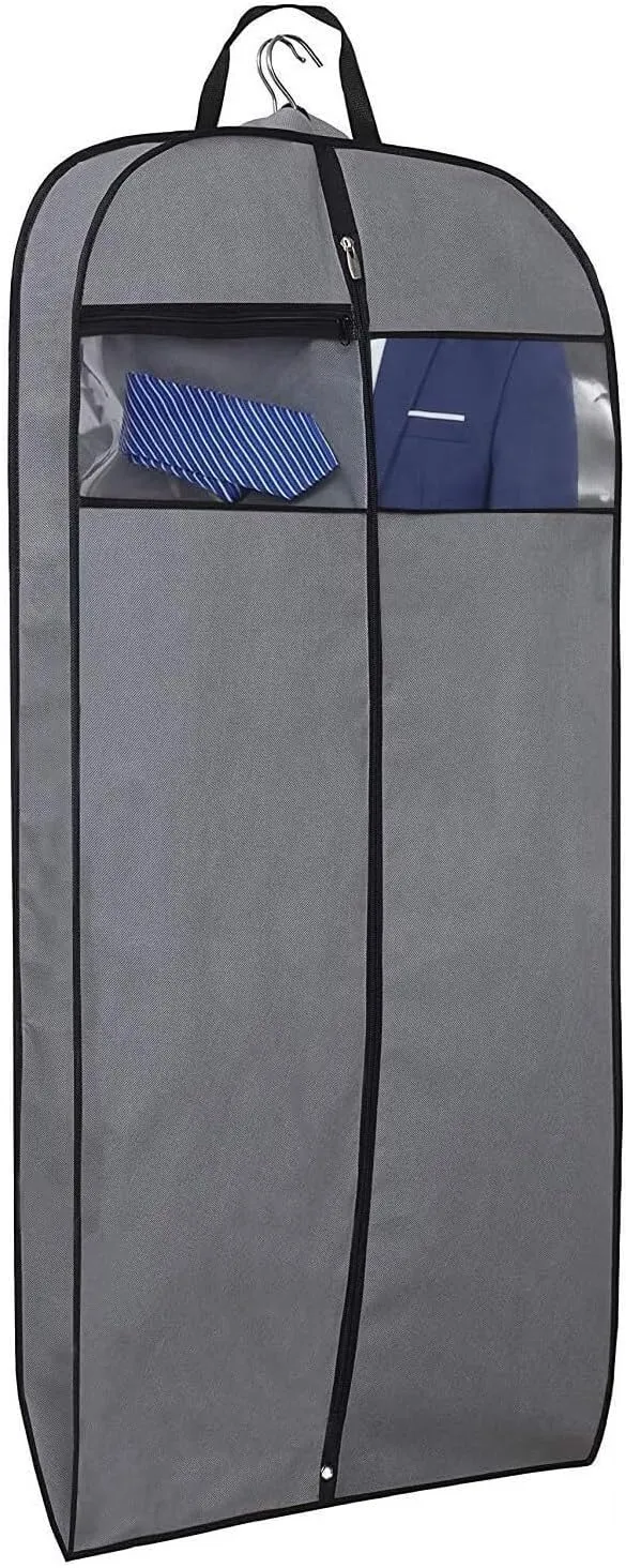 Habrur Clothes Cover 3pcs 50" Garment Bags with Transparent Window Suit Cover Bags for Shirts Dresses Suit Bags (Color : Grey, Size : 50'')