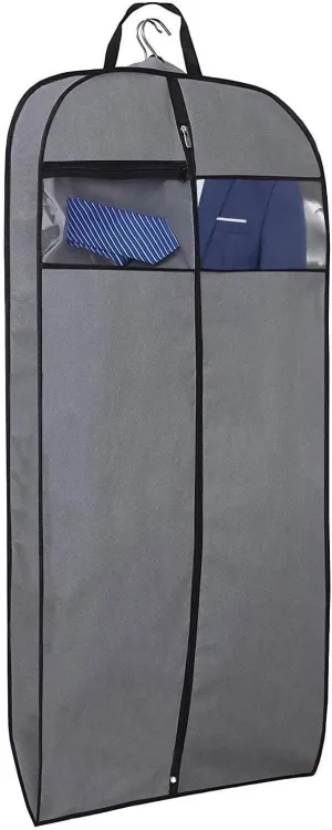 Habrur Clothes Cover 3pcs 50" Garment Bags with Transparent Window Suit Cover Bags for Shirts Dresses Suit Bags (Color : Grey, Size : 50'')