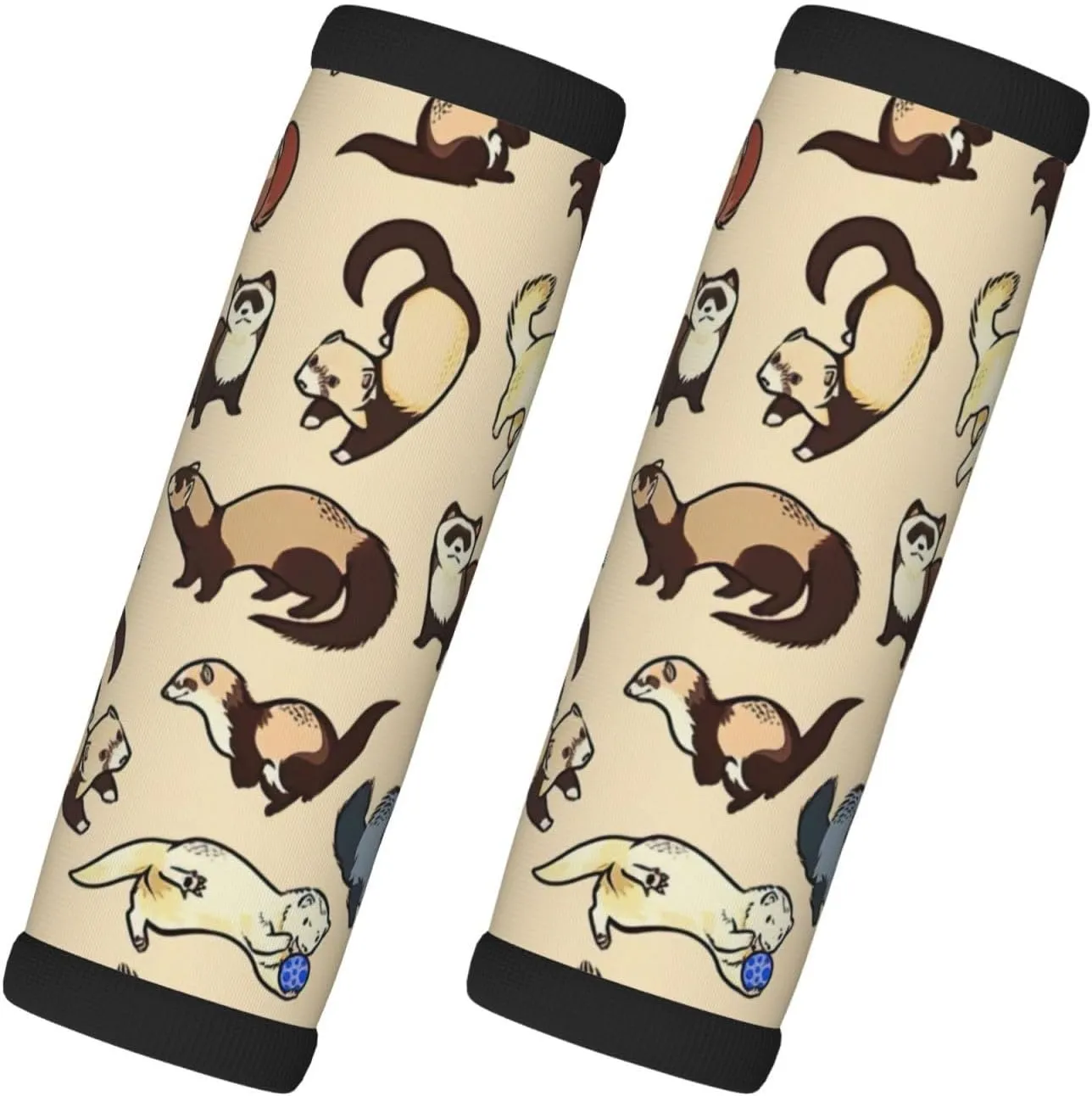 Hairy Ferret Print 2 Pack Luggage Handle Wrap for Suitcase, Comfort Soft Handle Covers, Luggage Accessories