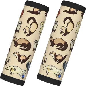 Hairy Ferret Print 2 Pack Luggage Handle Wrap for Suitcase, Comfort Soft Handle Covers, Luggage Accessories