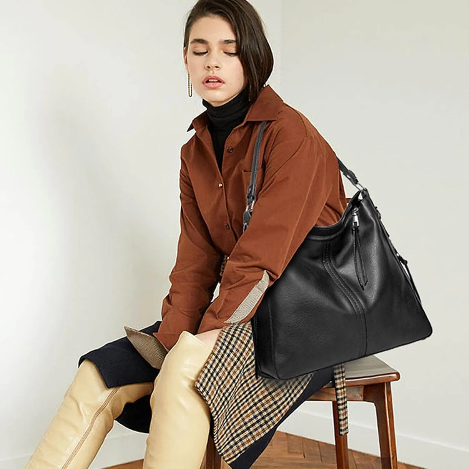 Handbags For Women Hobo Handbags Large Designer Ladies Bag Bucket Purse Faux Leather For Shopping Travel