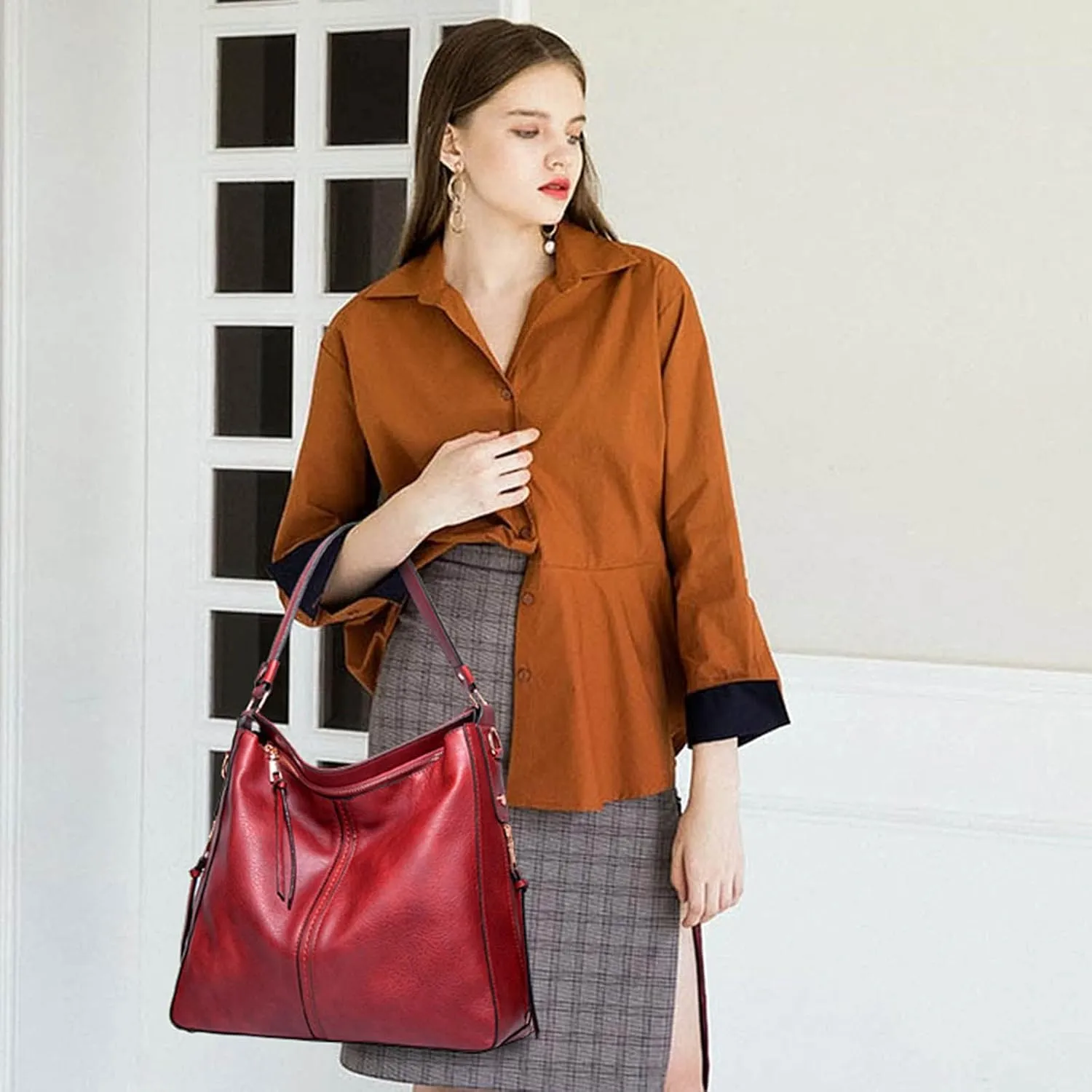 Handbags For Women Hobo Handbags Large Designer Ladies Bag Bucket Purse Faux Leather For Shopping Travel
