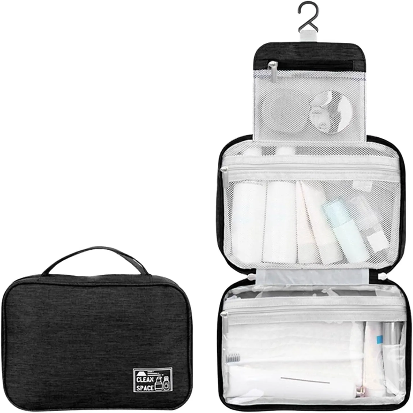 Hanging Toiletry Bags for Traveling Women,10 X 6.5 Inch Makeup Bag Organizer,Large Capacity Foldable Portable Travel Bag for Toiletries,Waterproof Cosmetic Travel Bag,Travel Essentials