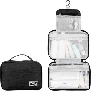 Hanging Travel Toiletry Bag for Women,10 X 6.5 Inch Big Makeup Bag,Foldable Portable Large Capacity Travel Toiletries Bag with Compartment,Waterproof Travel Cosmetic Bag,Travel Accessories