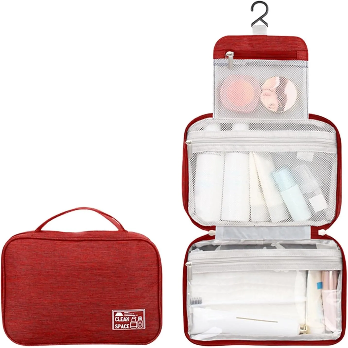 Hanging Travel Toiletry Bag for Women,10" X 6.5" Makeup Bag Large,Large Capacity Portable Foldable Travel Bag for Toiletries,Water-Resistant Travel Cosmetic Bag,Travel Essentials