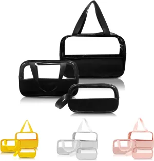 Hekyip Toiletry Bag for Women Men, Transparent Waterproof Makeup Cosmetic Bag Travel Organizer for Accessories (Black)