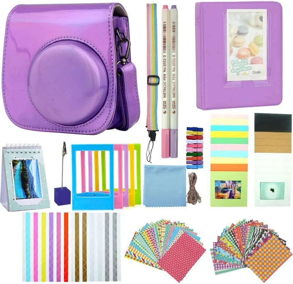 Instant Camera Accessories Compatible with Fujifilm Instax Mini 12 11 9 Instant Film Camera - Flash Purple