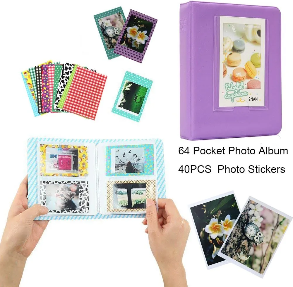 Instant Camera Accessories Compatible with Fujifilm Instax Mini 12 11 9 Instant Film Camera - Flash Purple