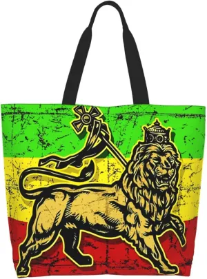 Jamaican Flag Rasta Reggae Judah Lion Women's Tote Bag Large Capacity Single Shoulder Bags Handbag for Shopping Work