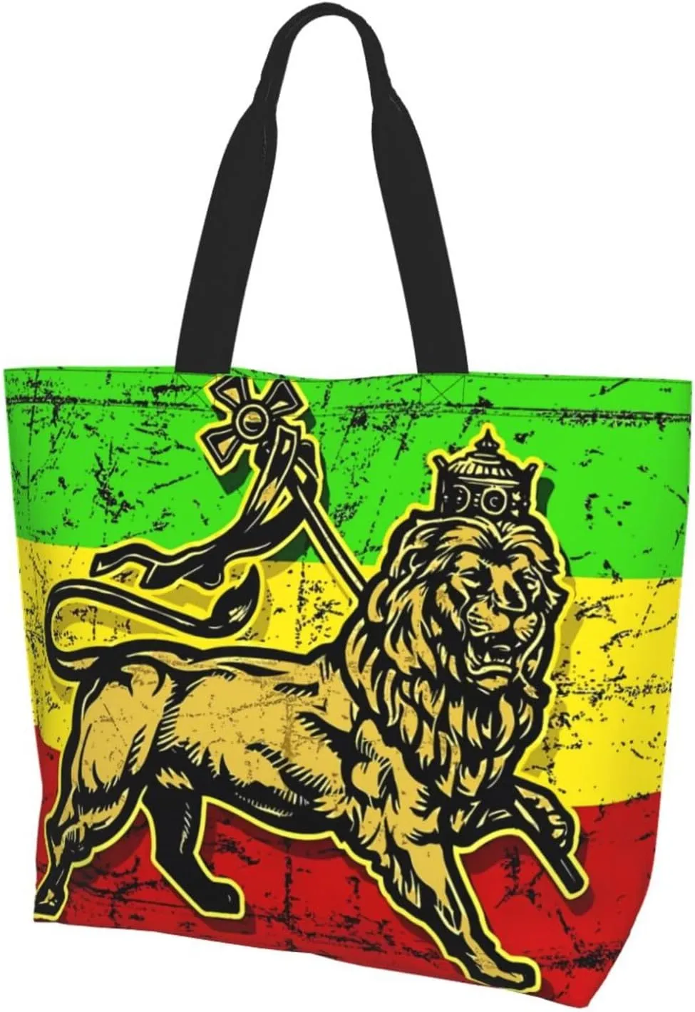 Jamaican Flag Rasta Reggae Judah Lion Women's Tote Bag Large Capacity Single Shoulder Bags Handbag for Shopping Work