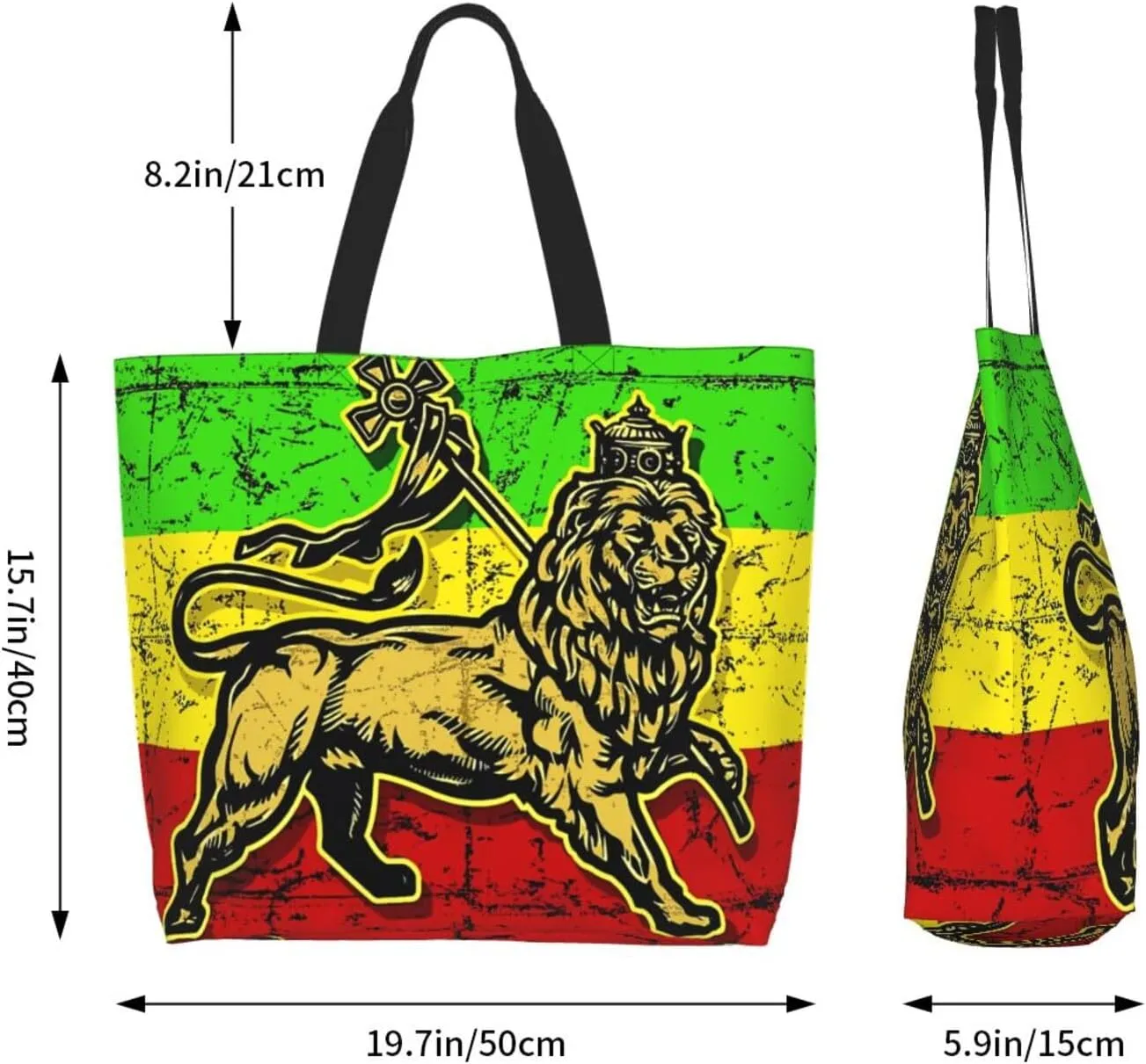 Jamaican Flag Rasta Reggae Judah Lion Women's Tote Bag Large Capacity Single Shoulder Bags Handbag for Shopping Work