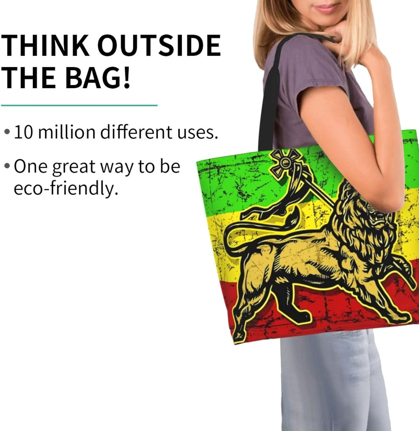 Jamaican Flag Rasta Reggae Judah Lion Women's Tote Bag Large Capacity Single Shoulder Bags Handbag for Shopping Work