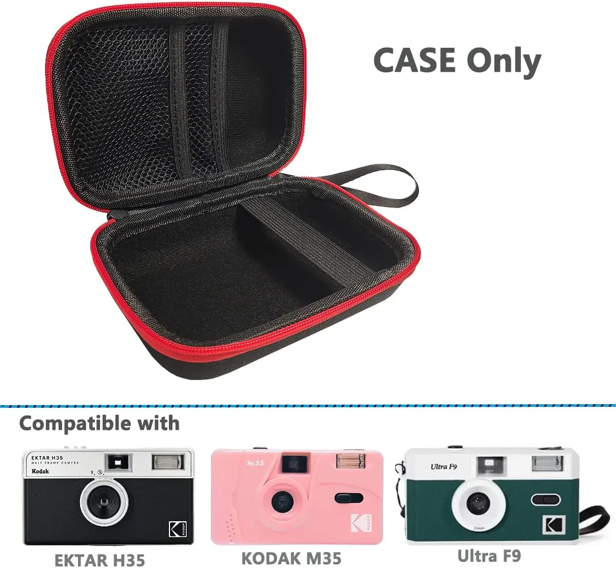 JCHPINE Hard Carrying Case for KODAK EKTAR H35 Half Frame Film Camera, Protective Storage Travel Case for Kodak Ultra F9 M35 Film Camera Accessories (Black)
