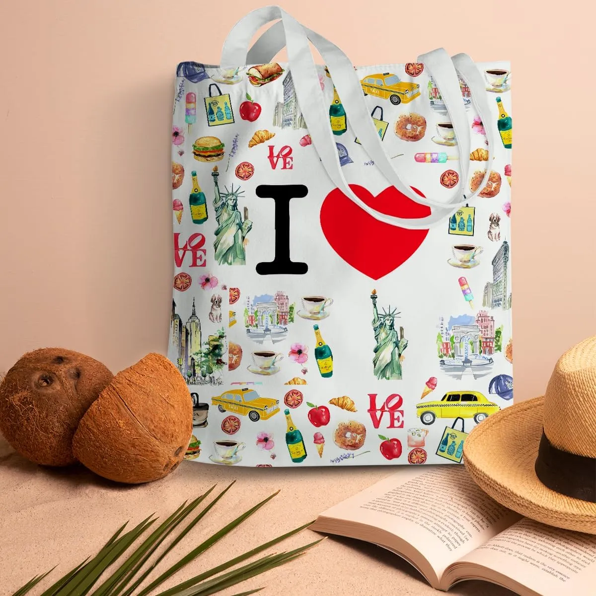 Jeilink New York Souvenirs and Gifts Beach Weekender Tote Travel Reusable Grocery Bags Girls Trip