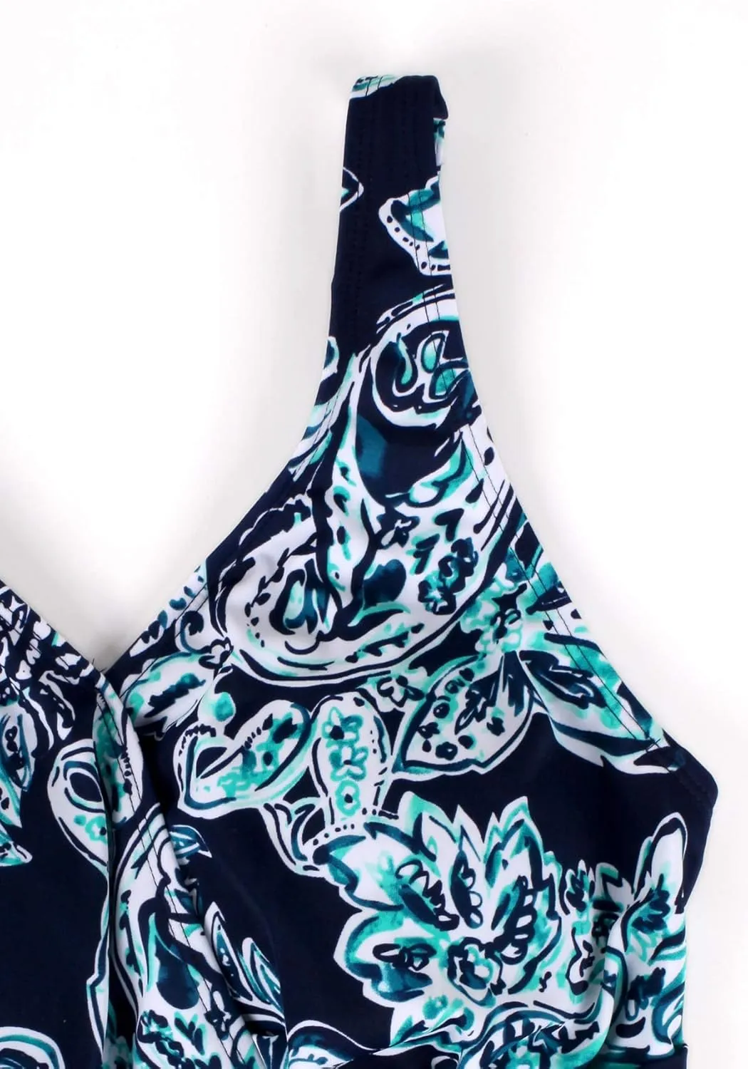 JINXUEER Womens Plus Size Swim Dress Floral Print Ruched Modest Slimming One Piece Skirt Swimsuit