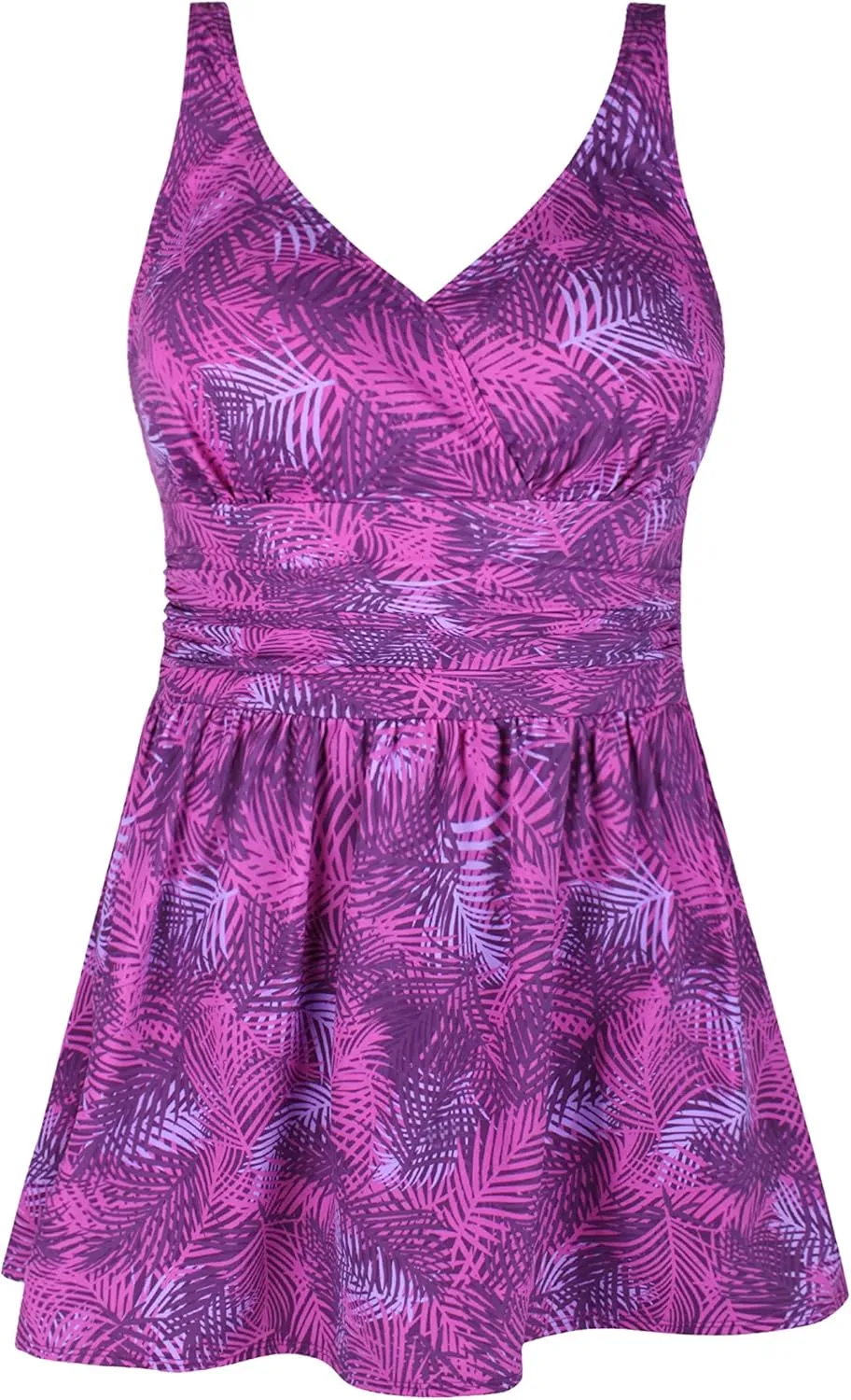 JINXUEER Womens Plus Size Swim Dress Floral Print Ruched Modest Slimming One Piece Skirt Swimsuit