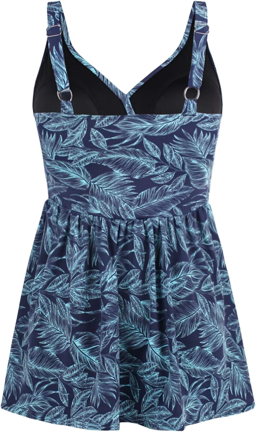 JINXUEER Womens Plus Size Swim Dress Floral Print Ruched Modest Slimming One Piece Skirt Swimsuit
