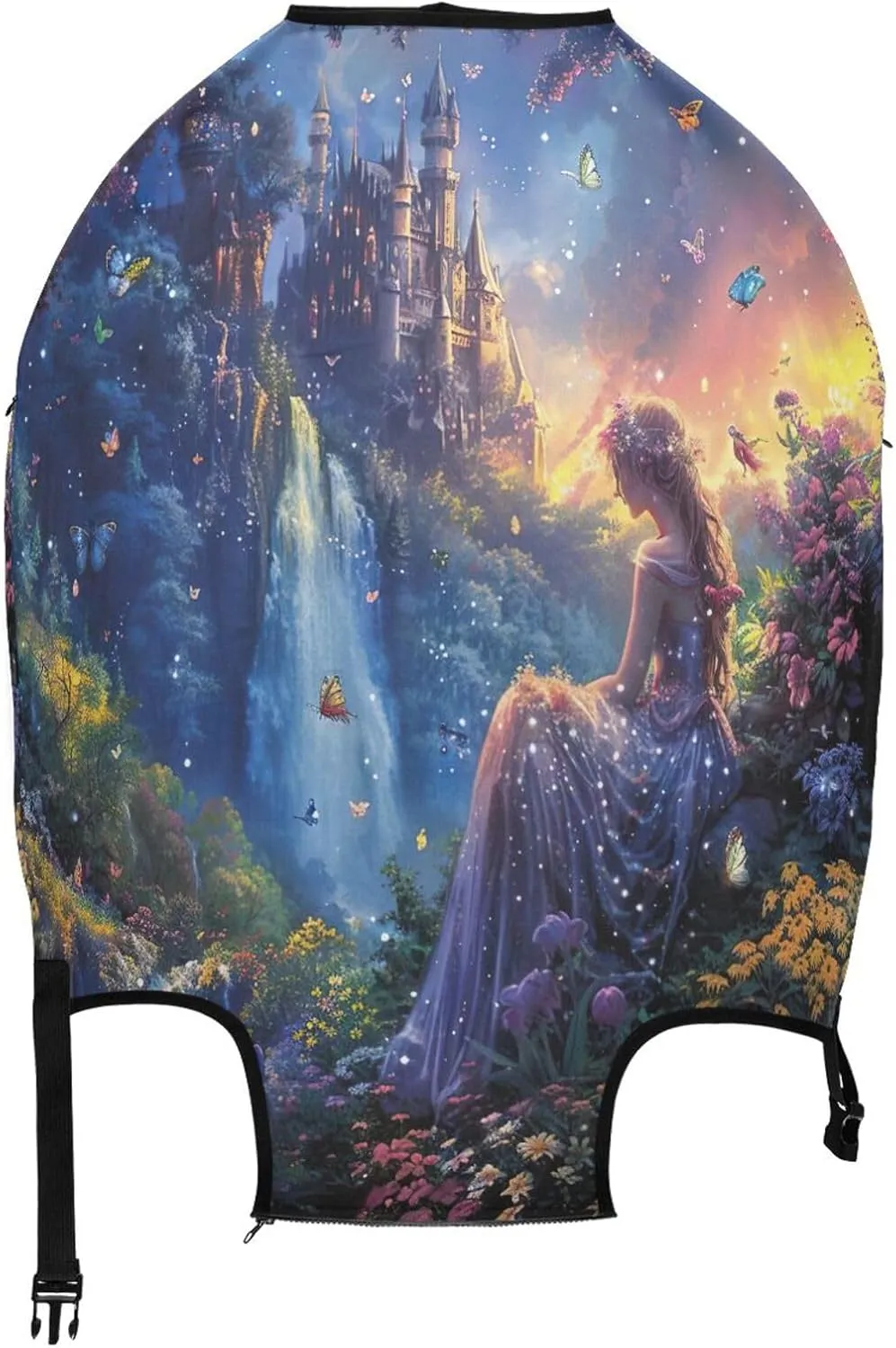 Joisal Beautiful Fairy Garden Castle Luggage Covers Tsa Approved Fit 18-32 Inch Luggage, Luggage Accessories
