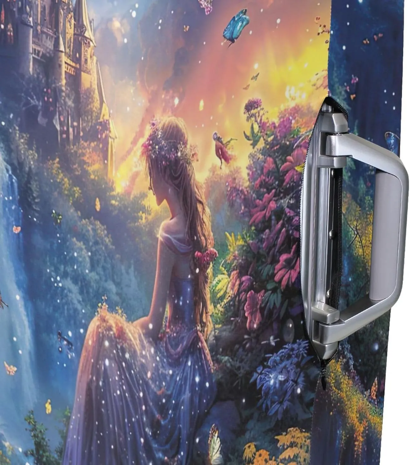 Joisal Beautiful Fairy Garden Castle Luggage Covers Tsa Approved Fit 18-32 Inch Luggage, Luggage Accessories