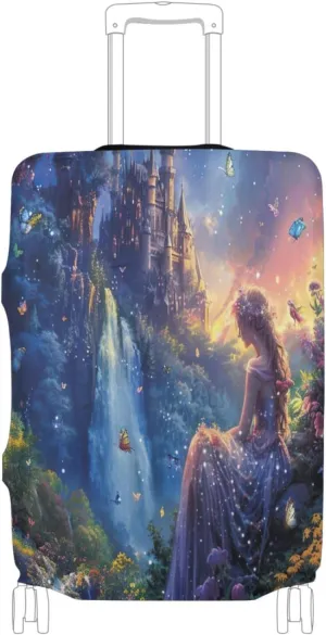 Joisal Beautiful Fairy Garden Castle Luggage Covers Tsa Approved Fit 18-32 Inch Luggage, Luggage Accessories