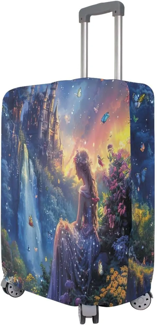 Joisal Beautiful Fairy Garden Castle Luggage Covers Tsa Approved Fit 18-32 Inch Luggage, Luggage Accessories