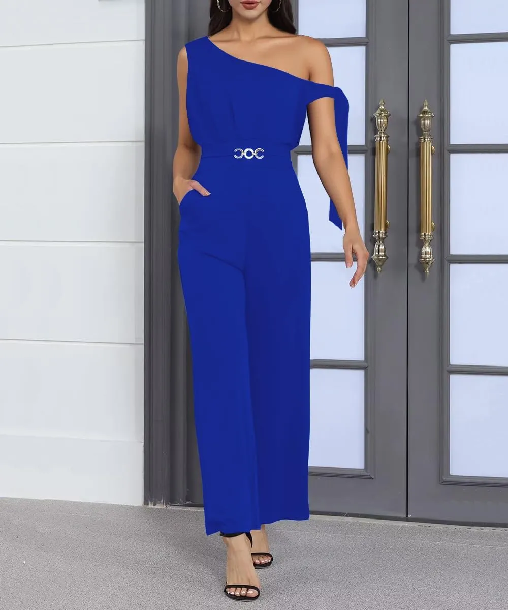 Jumpsuits For Women Dressy Casual Off Shoulder Wide Leg Long Pants Suits Formal Jumpsuit One Piece Outfits