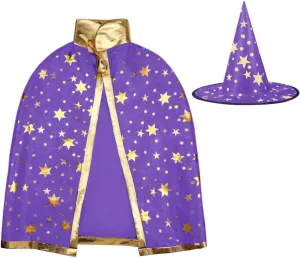 Kids Halloween Costumes Witch Cloak Witch Cape with Hat Children Cosplay Party Accessories for Boy Girl