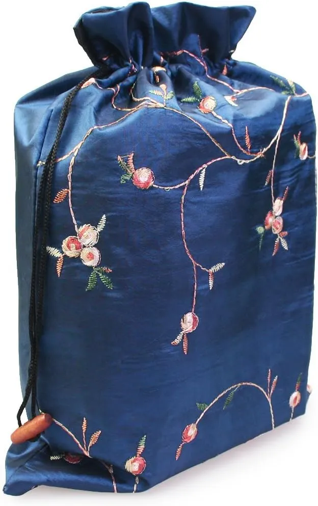kilofly Embroidered Silk Jacquard Travel Bag, Lingerie & Shoes, Value Set of 2