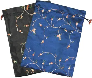 kilofly Embroidered Silk Jacquard Travel Bag, Lingerie & Shoes, Value Set of 2