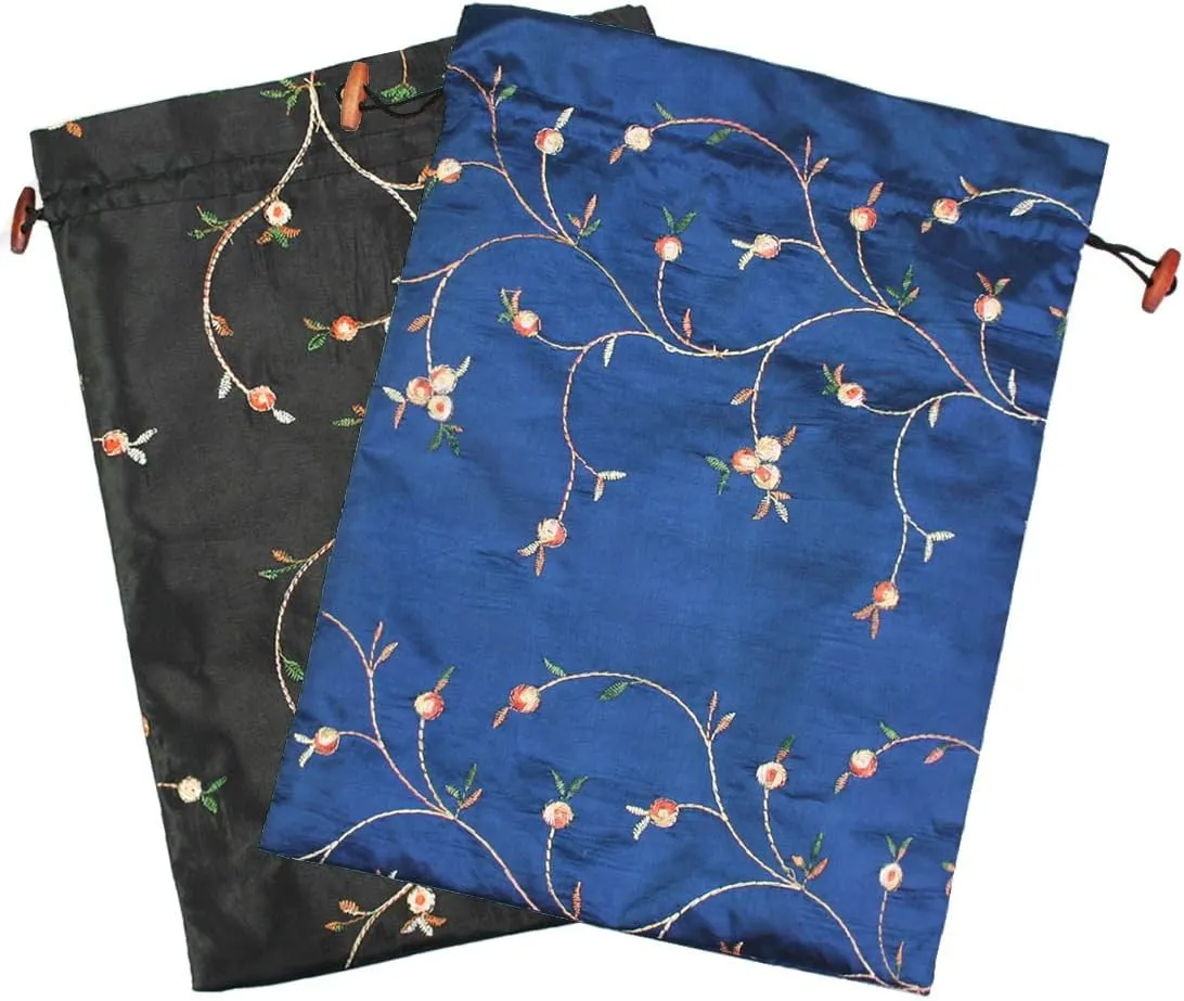 kilofly Embroidered Silk Jacquard Travel Bag, Lingerie & Shoes, Value Set of 2