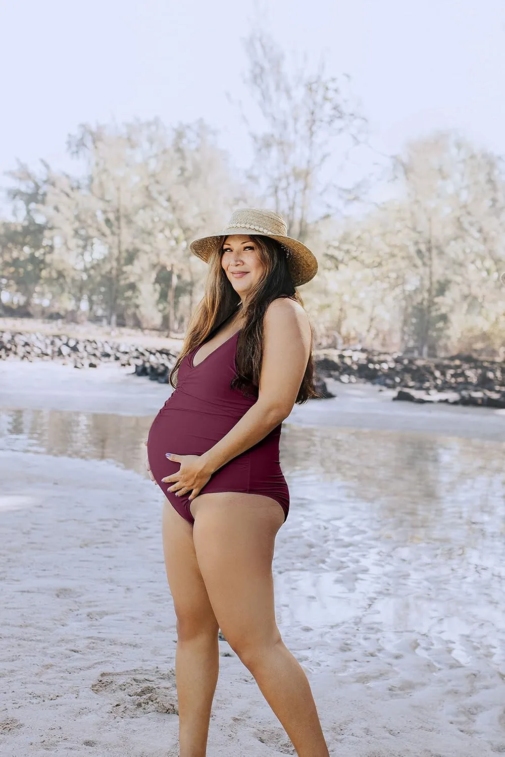 Kindred Bravely Gathered One Piece Maternity Swimsuit | Maternity Bathing Suits for Women