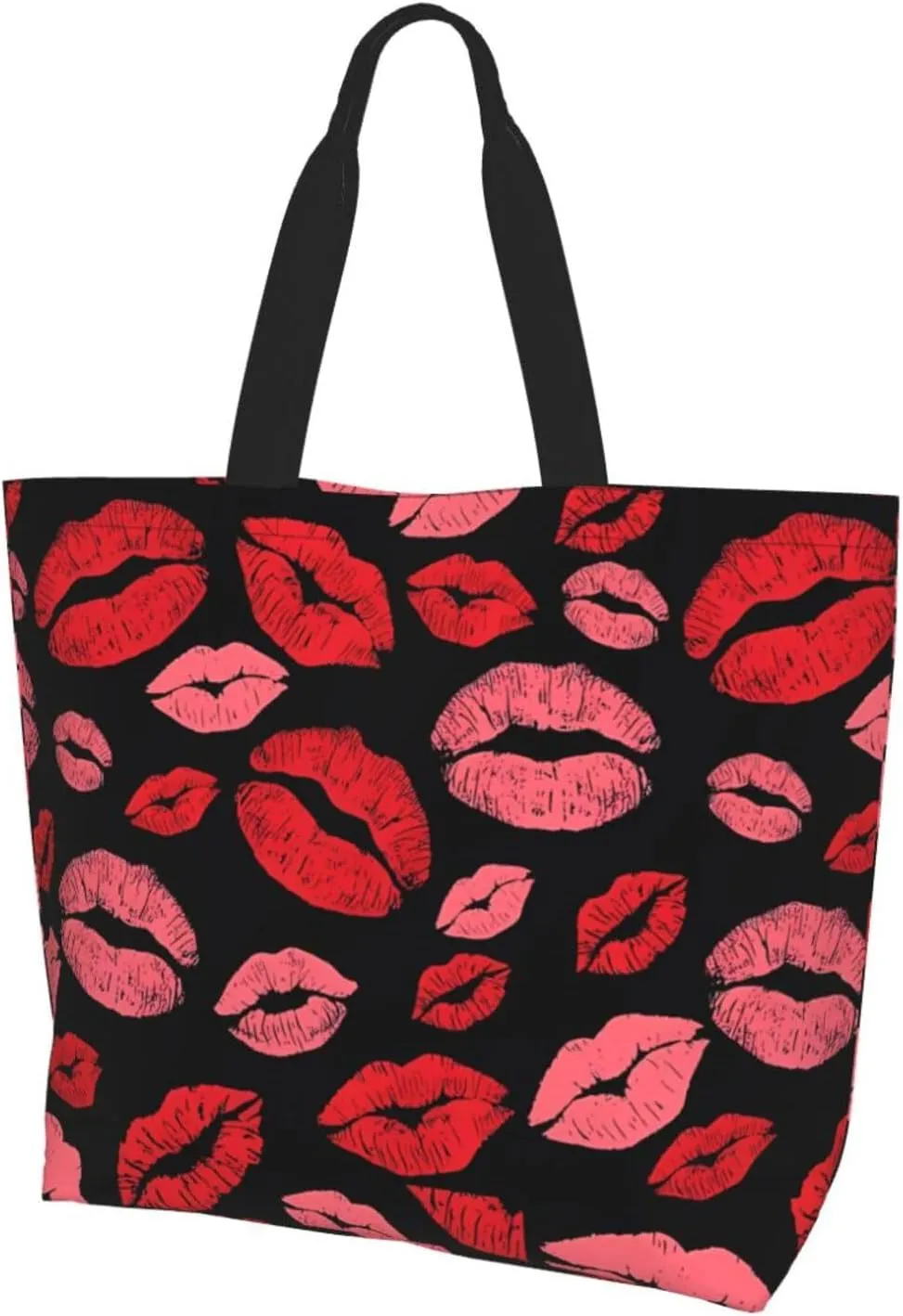 Kiss Kissing Lips Lipstick Lipgloss Women's Tote Bag Large Capacity Single Shoulder Bags Handbag for Shopping Work