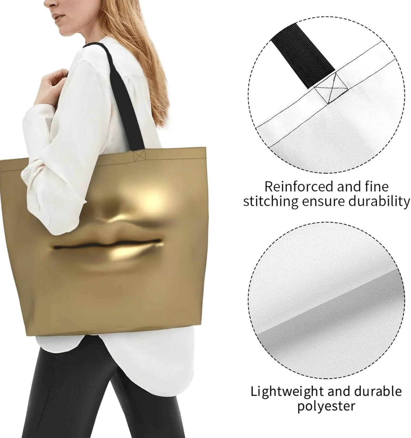Kiss Kissing Lips Lipstick Lipgloss Women's Tote Bag Large Capacity Single Shoulder Bags Handbag for Shopping Work